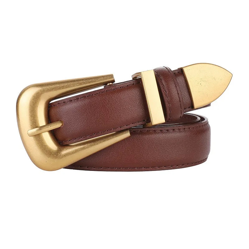 Cinto Feminino Bordô com Fivela Dourada