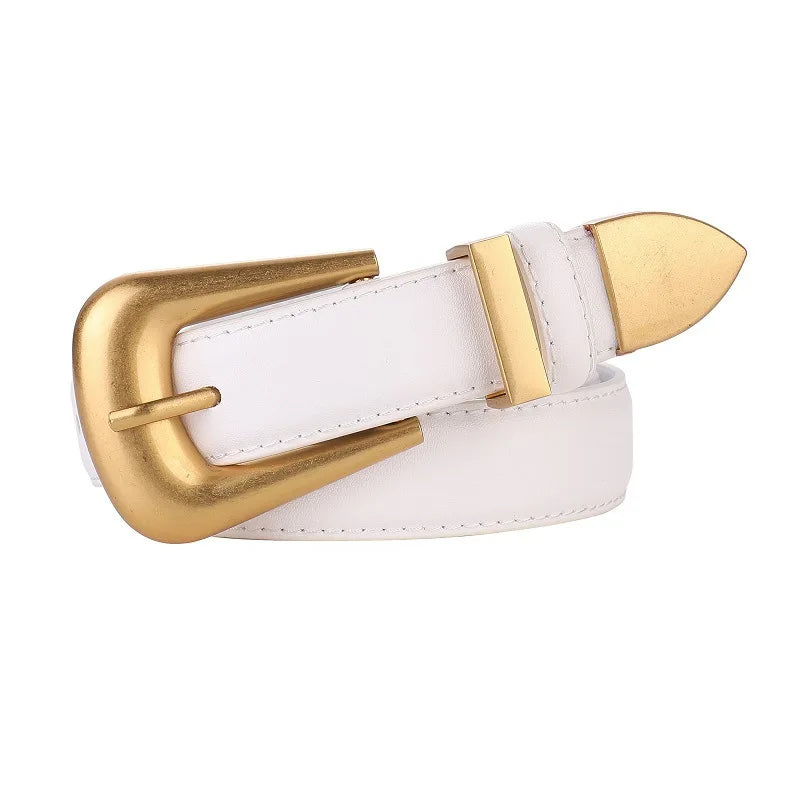 Cinto Feminino Bordô com Fivela Dourada