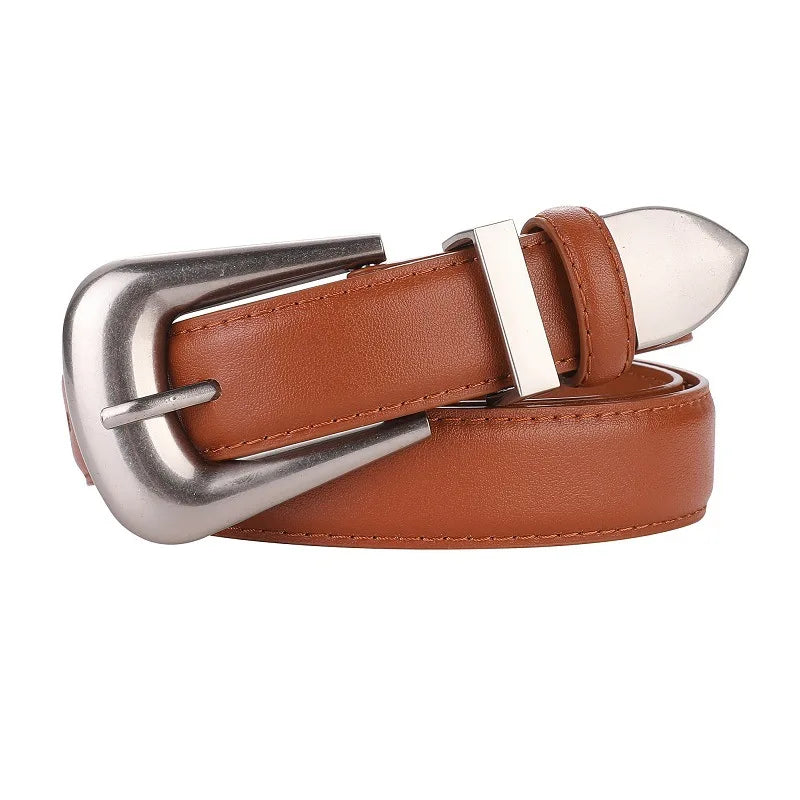 Cinto Feminino Bordô com Fivela Dourada