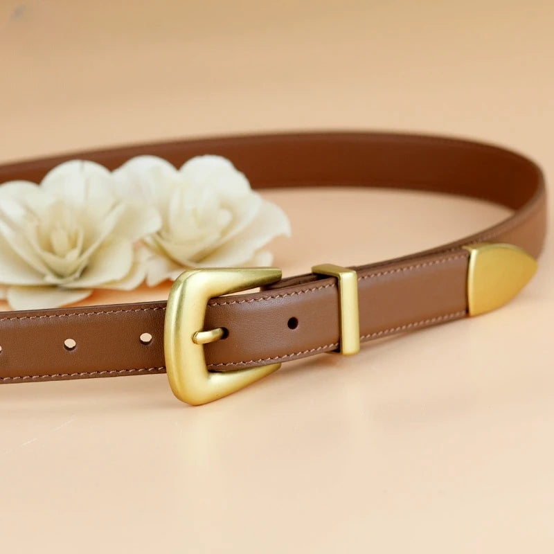 Cinto Feminino Bordô com Fivela Dourada