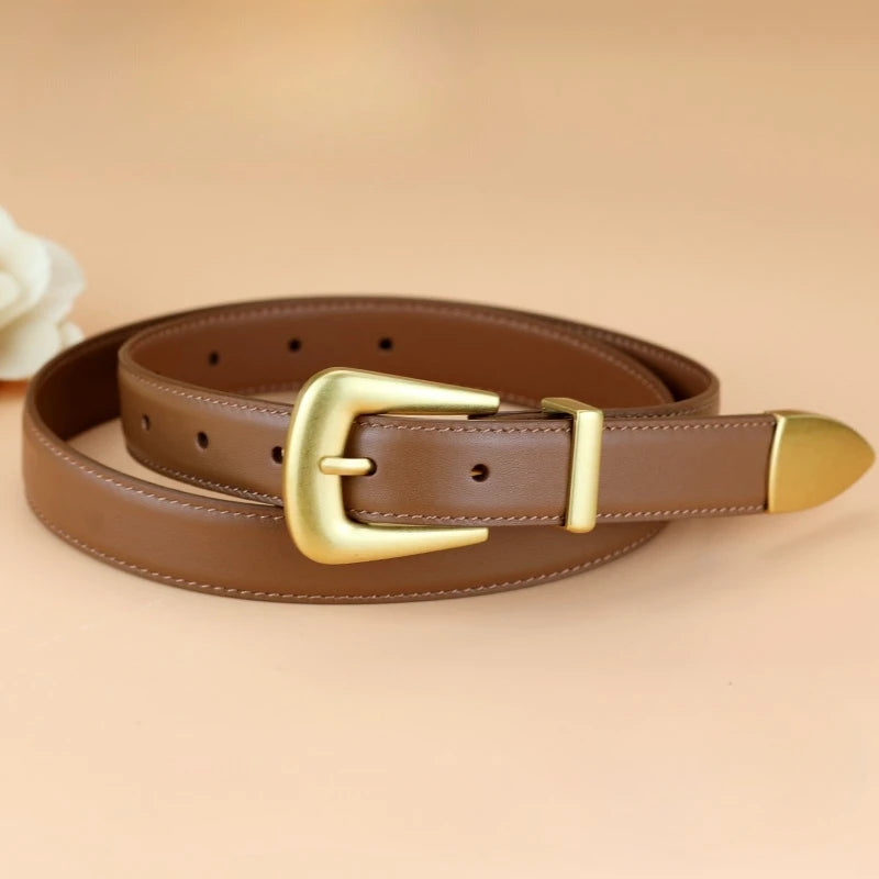 Cinto Feminino Bordô com Fivela Dourada