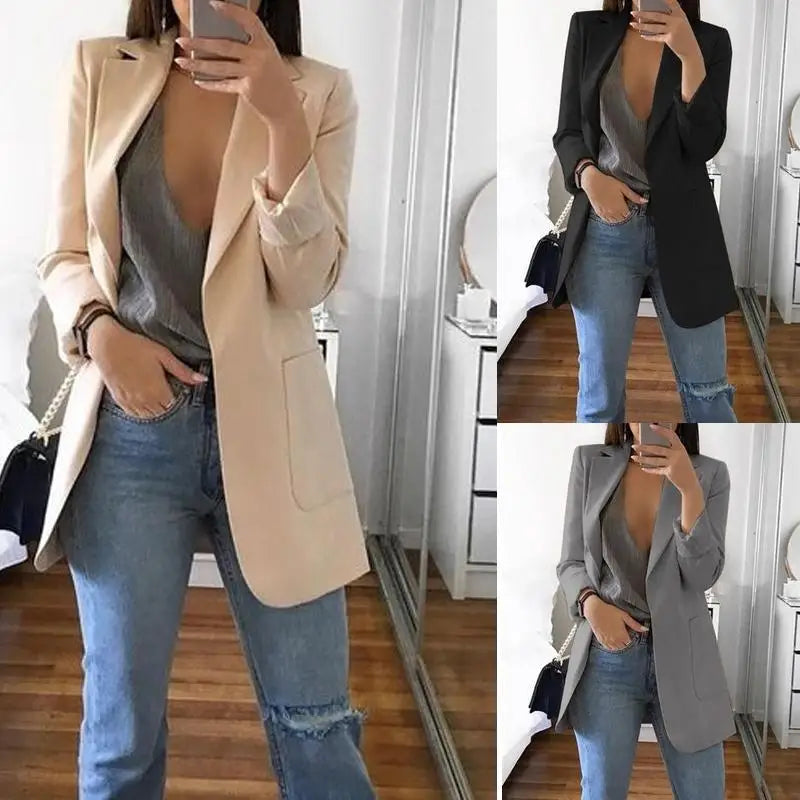 Blazer Executivo Alongado com Bolsos