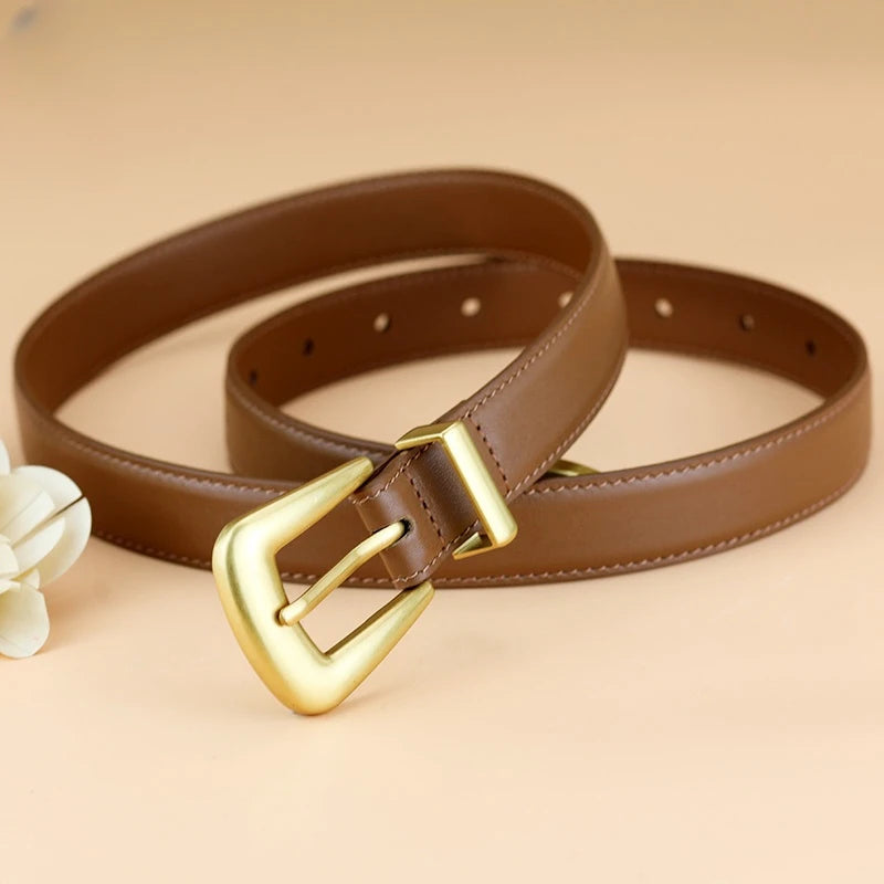 Cinto Feminino Bordô com Fivela Dourada
