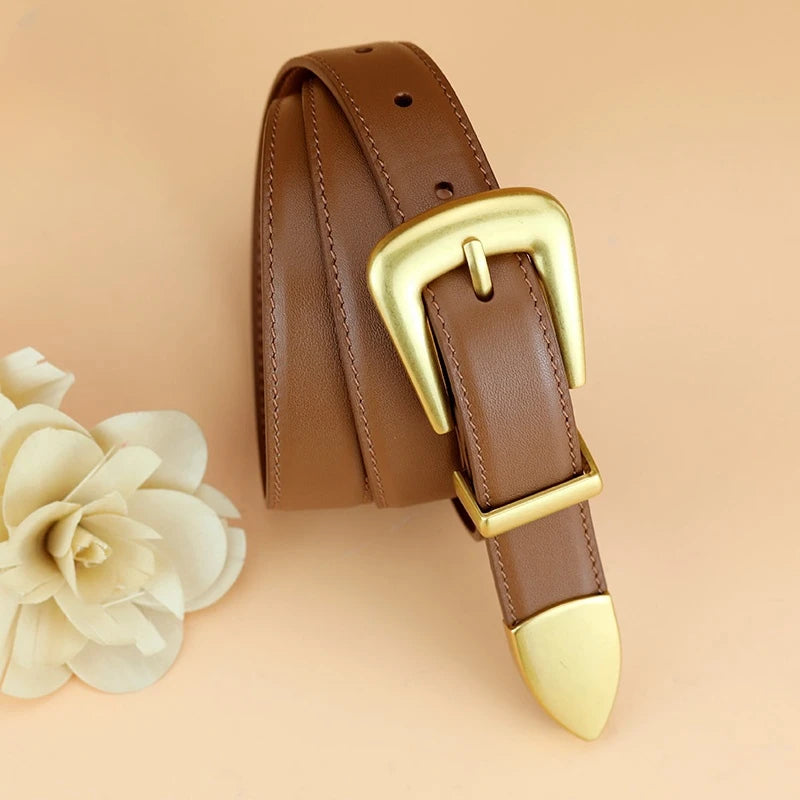 Cinto Feminino Bordô com Fivela Dourada