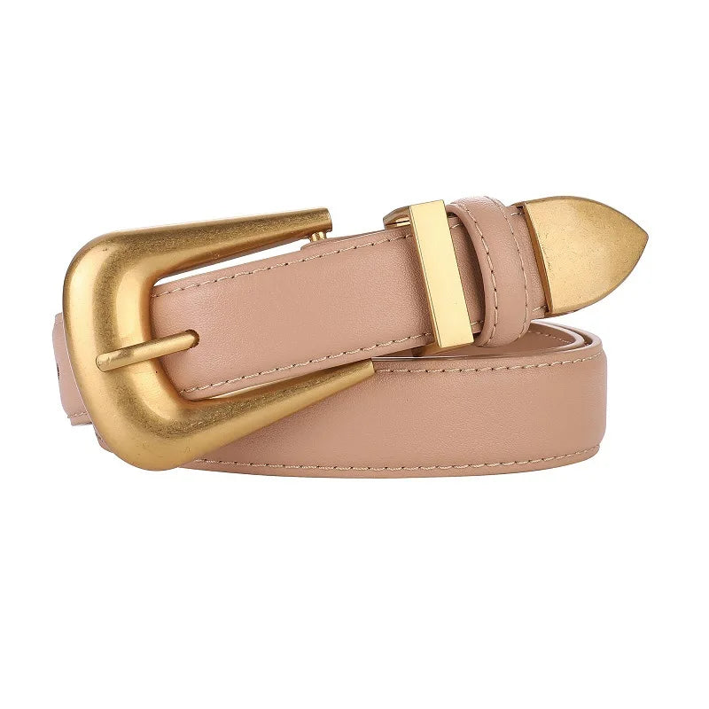 Cinto Feminino Bordô com Fivela Dourada