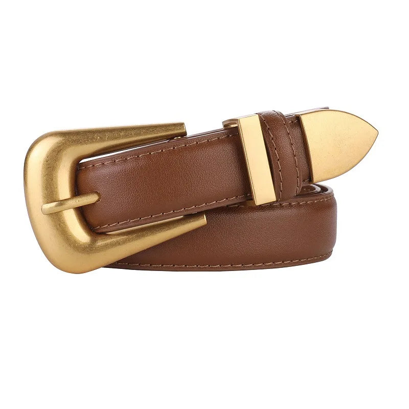 Cinto Feminino Bordô com Fivela Dourada