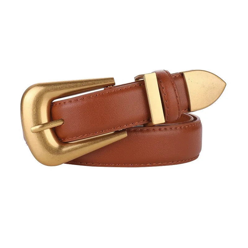 Cinto Feminino Bordô com Fivela Dourada