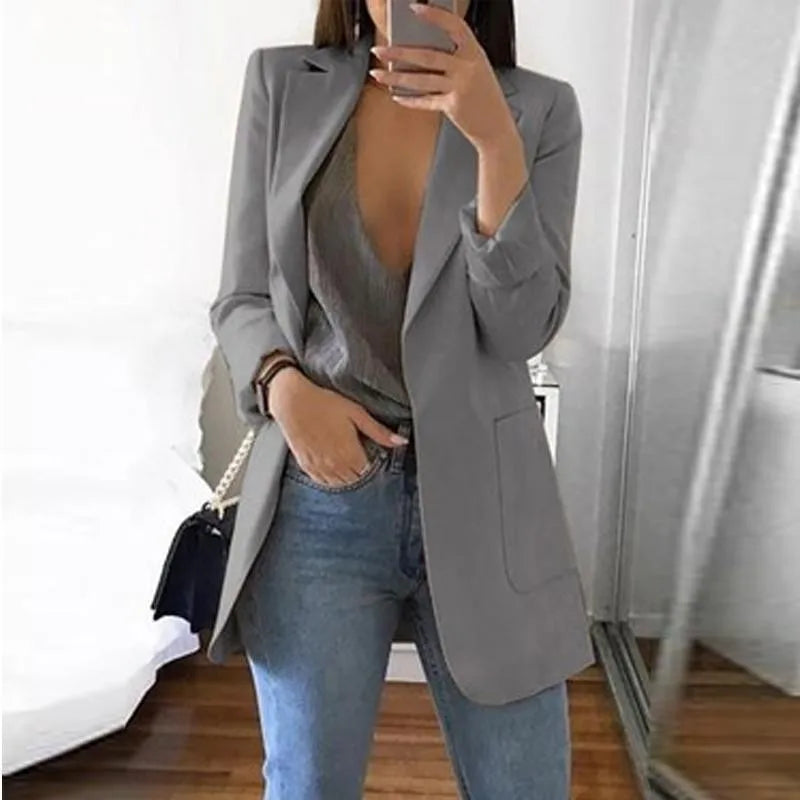 Blazer Executivo Alongado com Bolsos