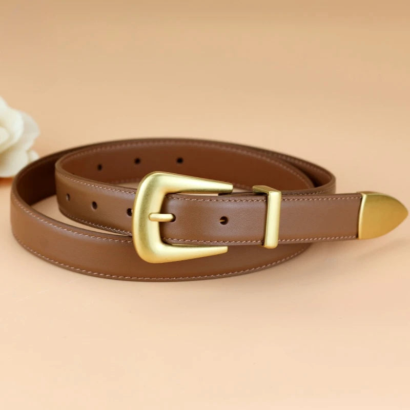 Cinto Feminino Bordô com Fivela Dourada