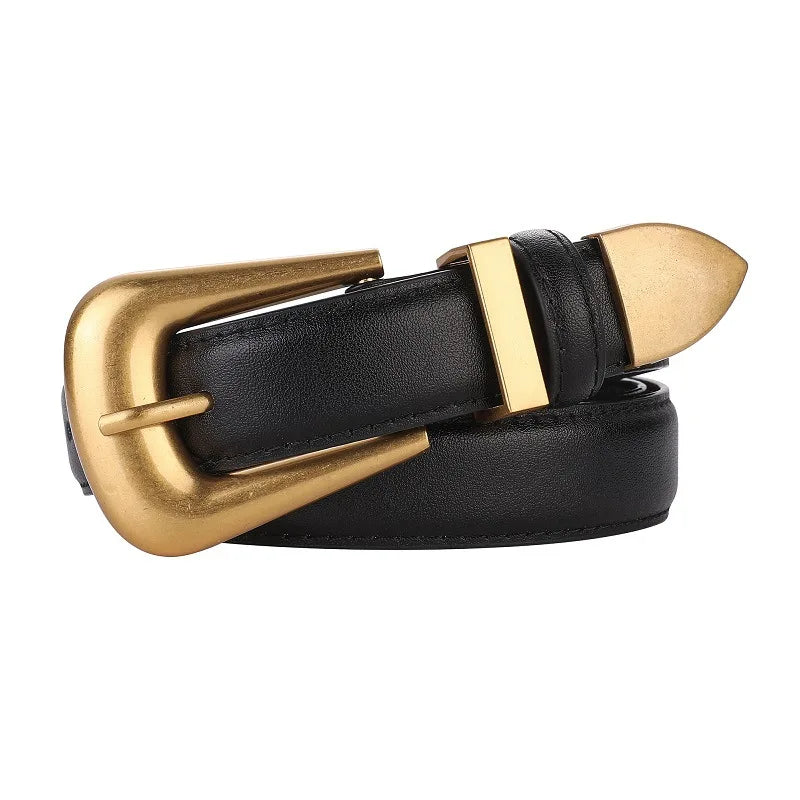 Cinto Feminino Bordô com Fivela Dourada